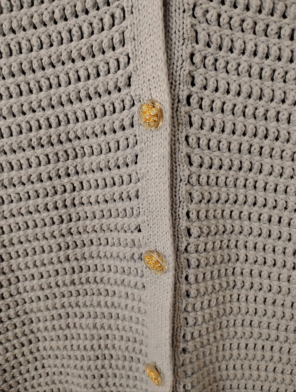 Light Blue Crochet Button-Up Sweater Vest -Cato - Picture 4 of 5